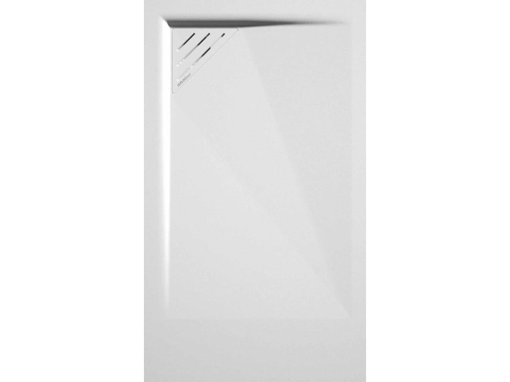 White shower tray with smooth finish, Meubiana colored grate - 180x70 cm