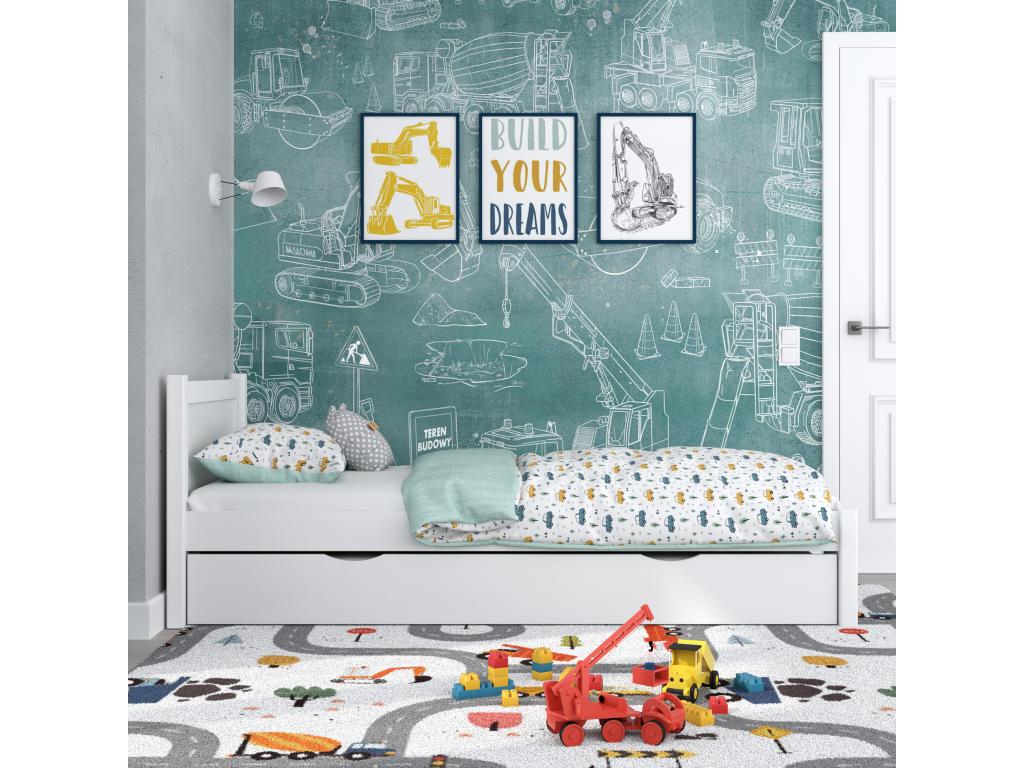 Wooden trundle bed N02 White 100x180