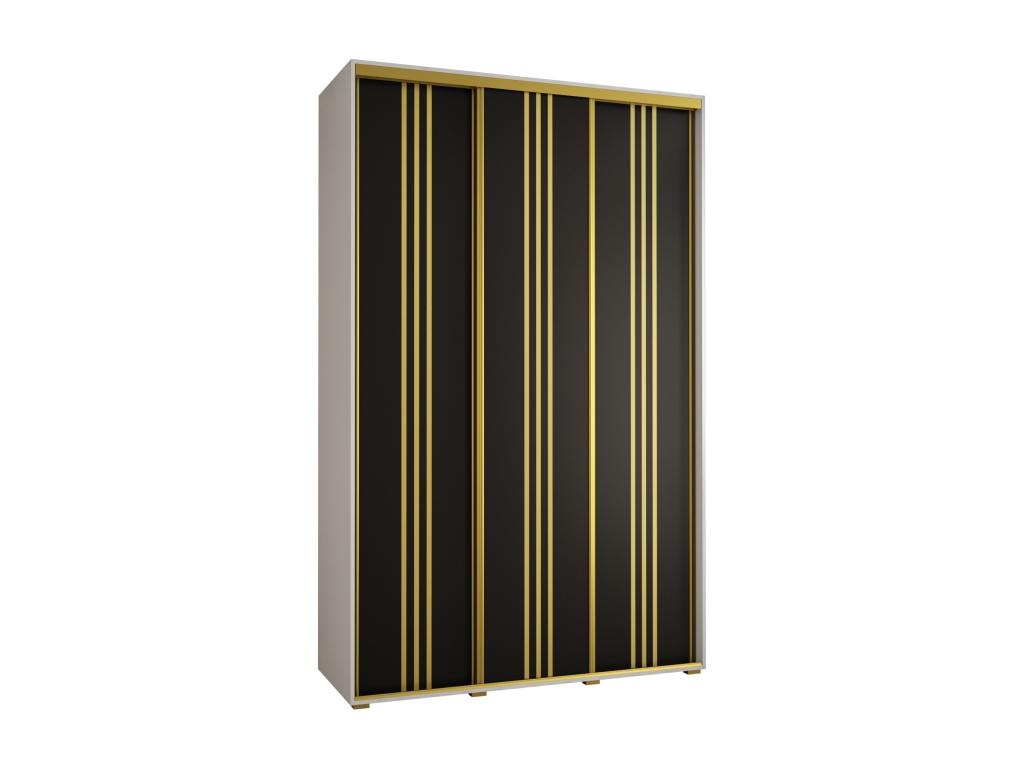 Meubiana 6 Sliding Door Wardrobe 235.2/150/45 3 Doors White/Black/Gold