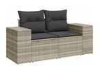 6-piece garden furniture set with light grey cushions, woven resin
