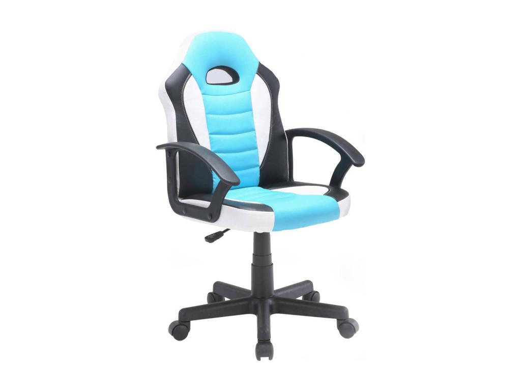 Meubiana Gaming Chair, Children's Gaming Chair, Office Chair, 56x55h89/100 cm, Blue and White