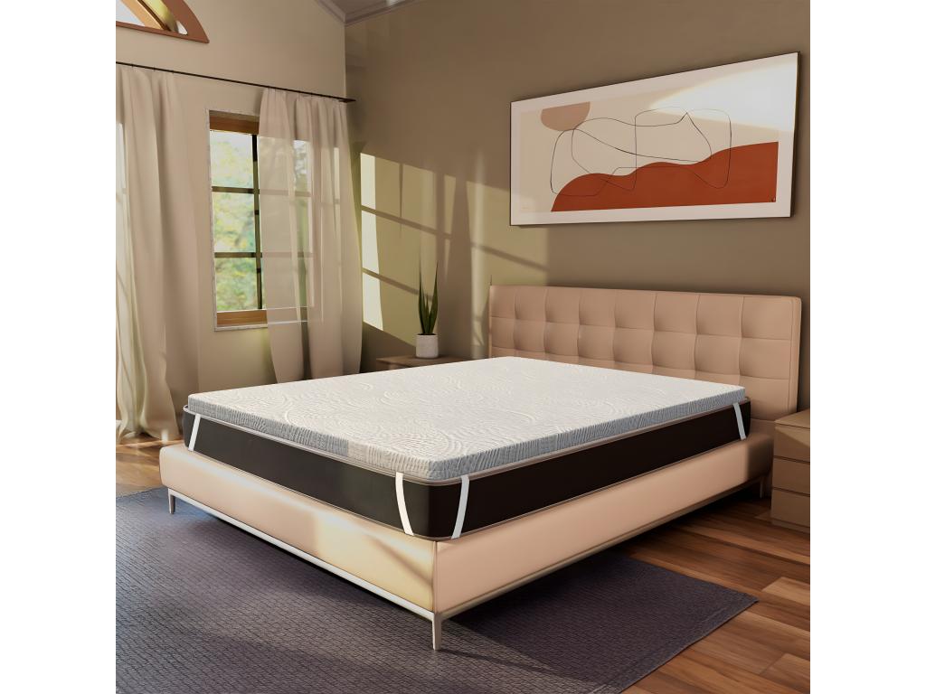 160x200 cm mattress topper in Meubiana - 7 cm thick, removable cover with differentiated zones - Topper One H7