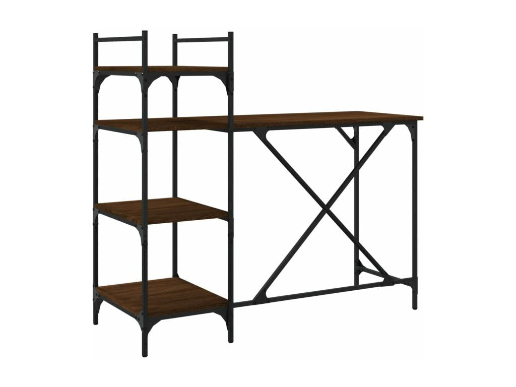 Computer desk with shelves, brown oak, 120x47x109 cm