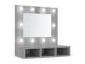 Meubiana grey mirrored wardrobe with LED lighting, 60x31.5x62 cm