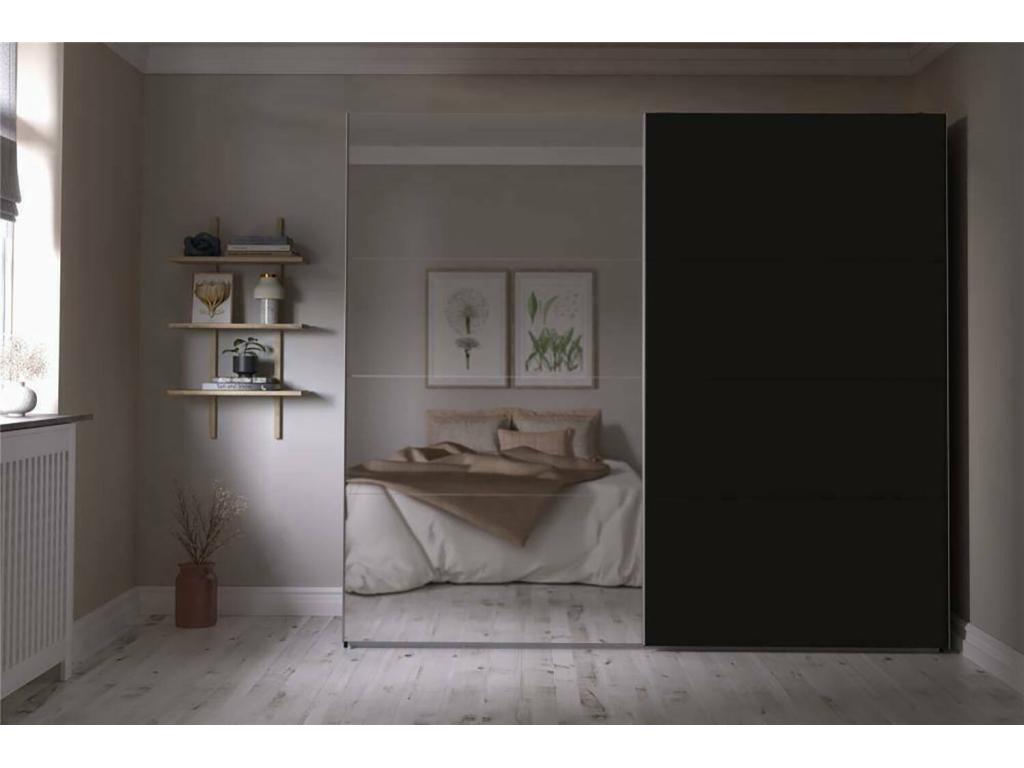 Meubiana 2-Door Wardrobe, Bedroom Furniture, Walk-in Closet, Clothes Storage, 250x60 h219 cm, Black