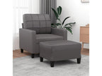 Armchair with footrest, Grey, 60 cm, Faux leather
