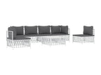 7-piece garden furniture set with cushions, white steel
