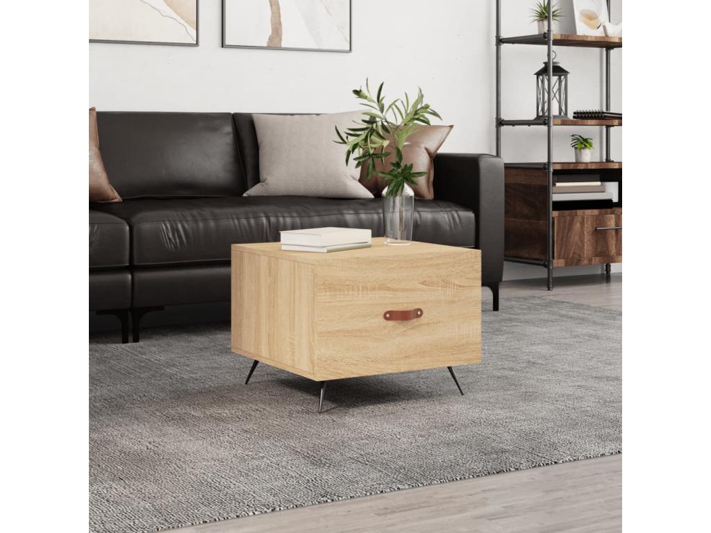 Homzora Oak Coffee Table 50x50x40 Engineered Wood