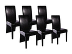 Meubiana black faux leather chair with black wooden legs - Set of 6