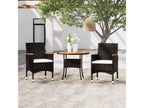 3-piece garden dining set, black woven resin
