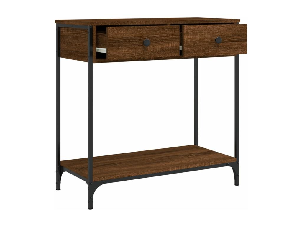 Brown oak console table, 75x34.5x75 cm, engineered wood