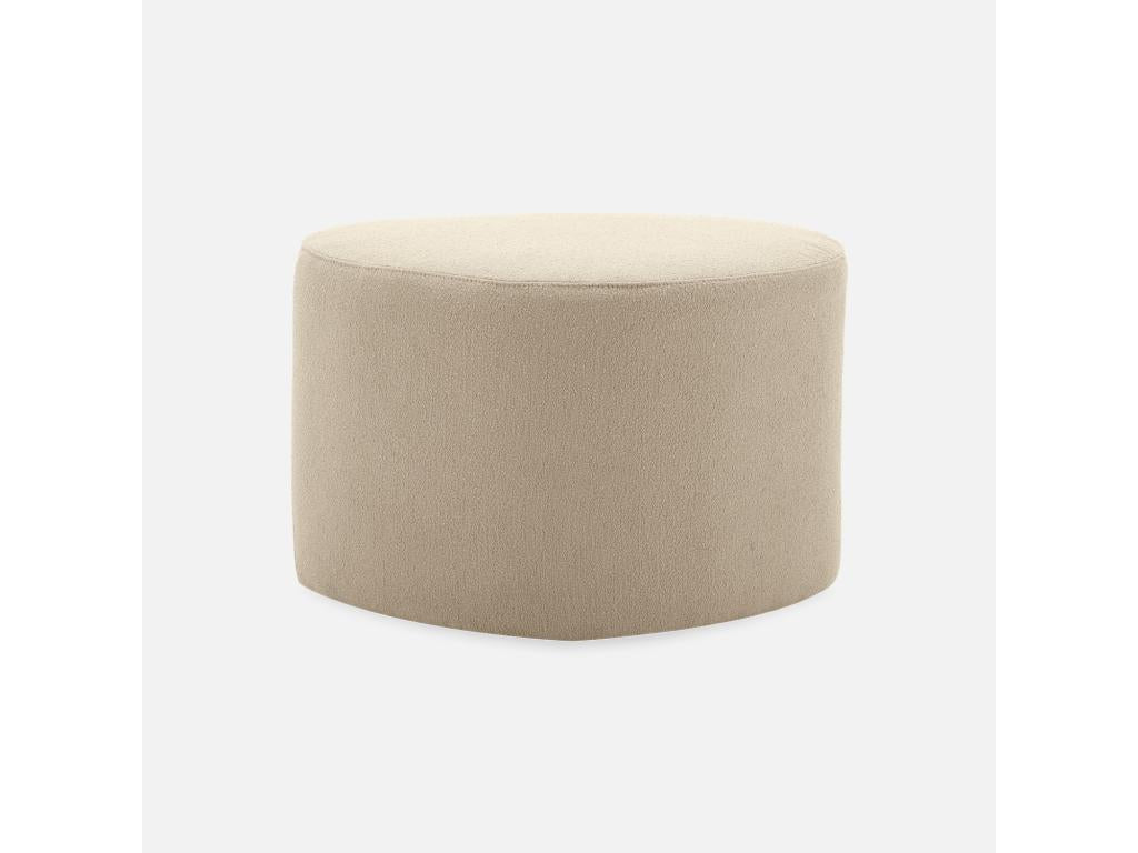 pebble-shaped stool- pouf in beige fabric - Meubiana L 60 x D 44 x H 40cm