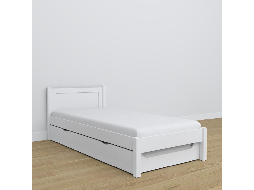 Wooden trundle bed N02 White 100x180