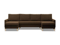 U-shaped corner sofa with sleeper function and reversible cushion, Meubiana Brown