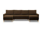 U-shaped corner sofa with sleeper function and reversible cushion, Meubiana Brown