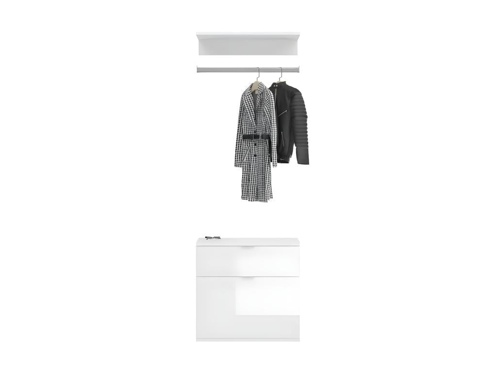 Meubiana white storage cabinet set with 1 door and 1 drawer.