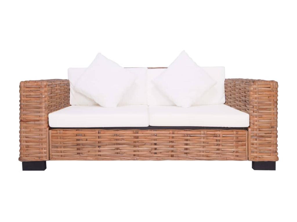 2-piece sofa set with cushions, natural rattan