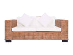 2-piece sofa set with cushions, natural rattan