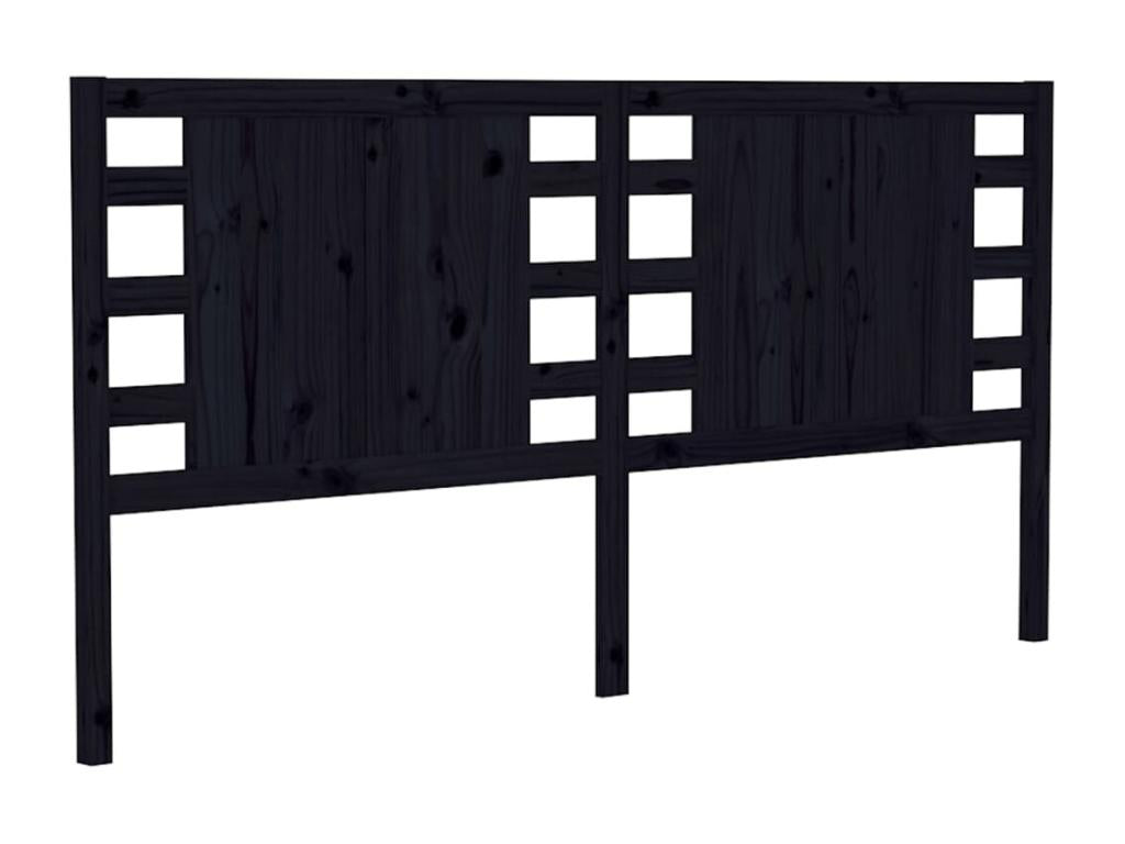 Black Headboard 166x4x100 Solid Pine Wood 2
