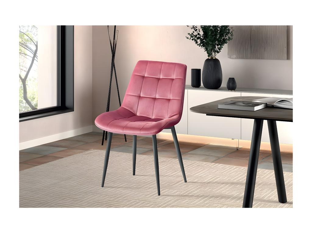 Meubiana velvet dining chair with pink metal legs