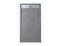 90x110 cm shower tray with side grate, Meubiana Slim grey Ral 7037, made of synthetic resin and marble powder, with drain
