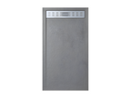 90x110 cm shower tray with side grate, Meubiana Slim grey Ral 7037, made of synthetic resin and marble powder, with drain