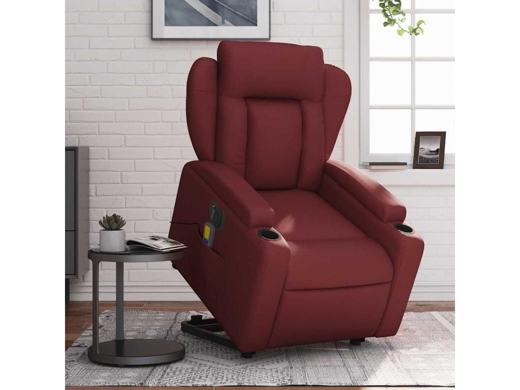 Burgundy red electric reclining massage chair