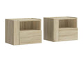 Meubiana 2-piece wall-mounted bedside tables in oak, 45x30x35 cm