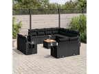 12-piece garden furniture set with cushions, black resin wicker