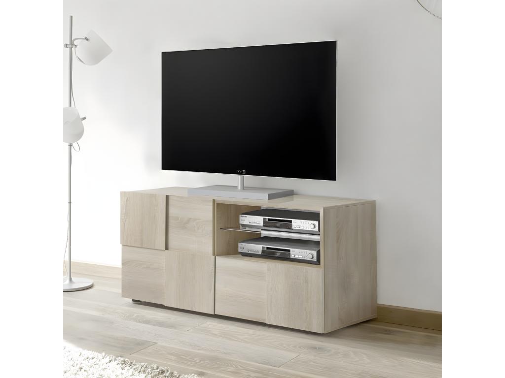 Small TV stand with 1 door and 1 drawer, 121 cm wide - Dama