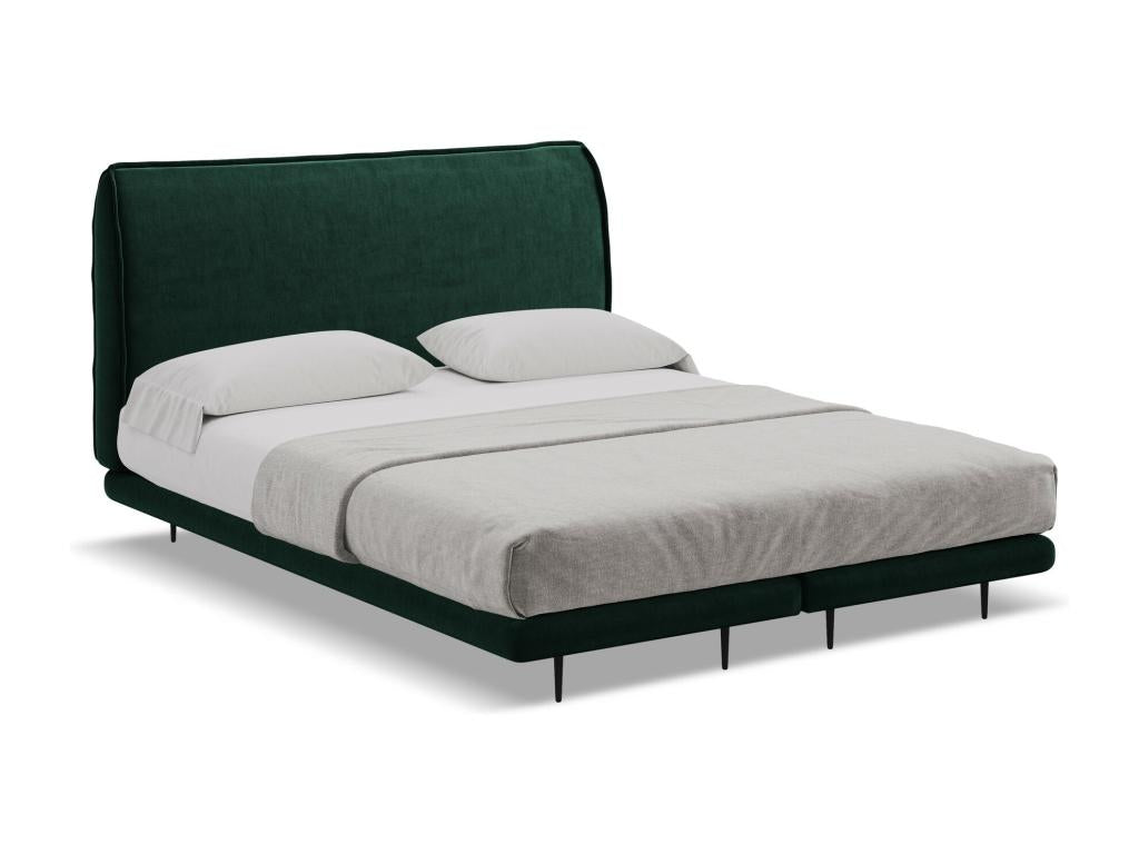 Upholstered bed with velvet mattress 180x200 - bottle green - Meubiana
