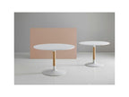 Meubiana 100cm Round Dining Table in White Lacquered Wood and White Metal Legs