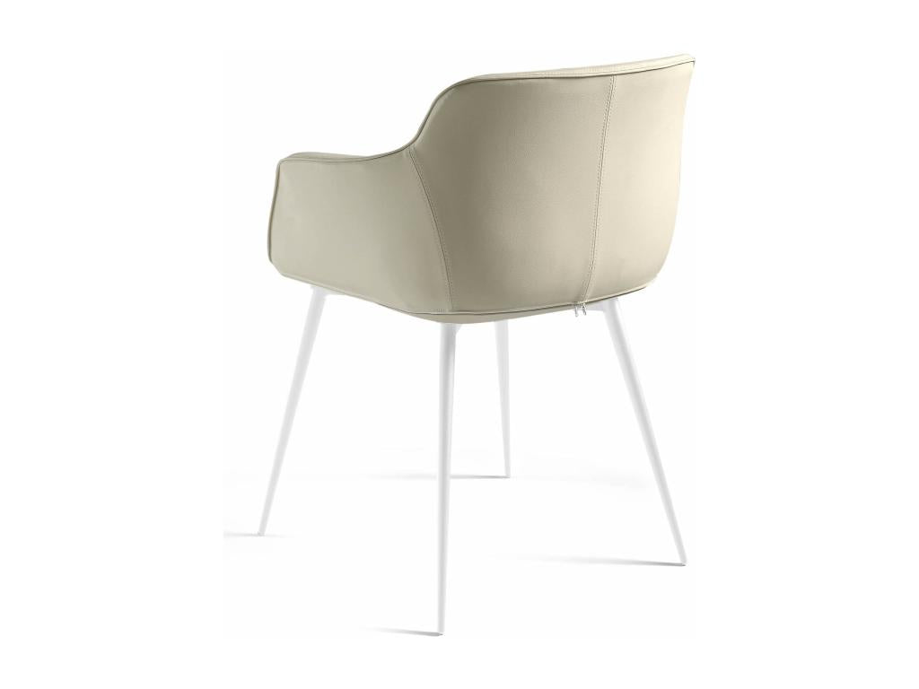 Meubiana faux leather chair with steel legs - Meubiana 02 Cream color
