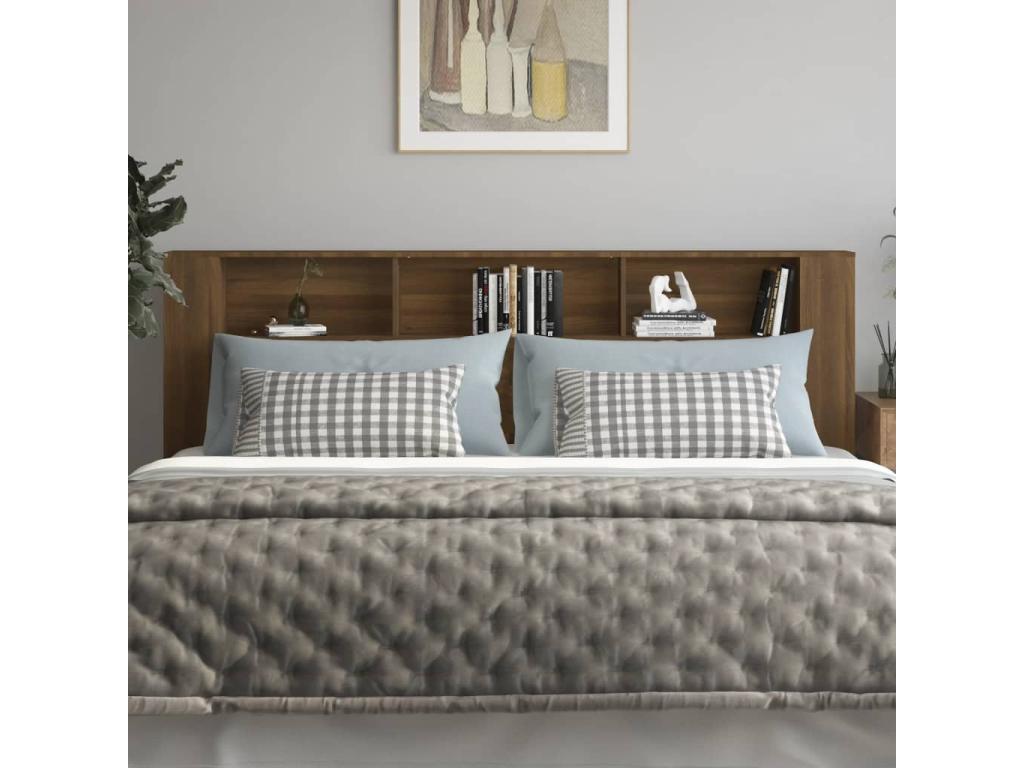 Brown oak headboard wardrobe 220x18.5x104.5 cm