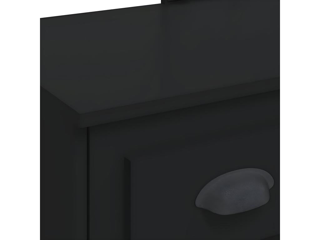 Dressing table with LED lighting, black, 90x42x132.5cm