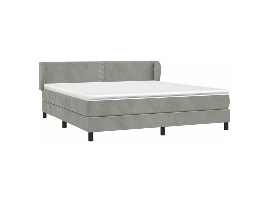 Meubiana bed base and mattress, light grey, 160x200 cm, velvet