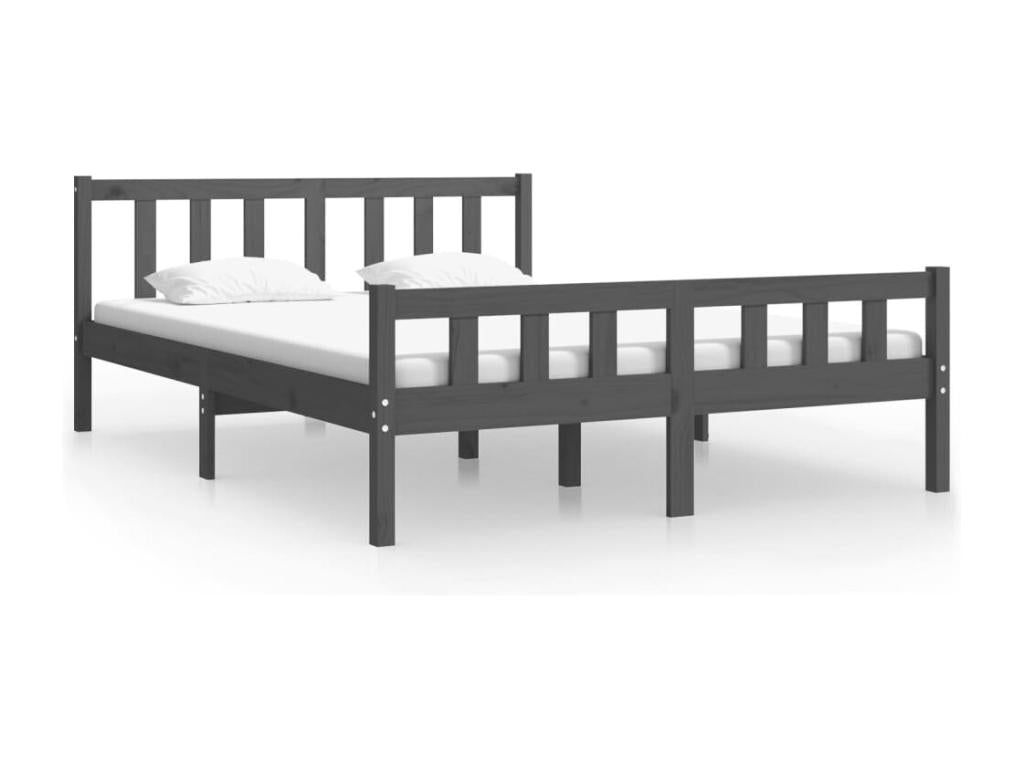 Bed frame Gray Solid wood 140x190 cm