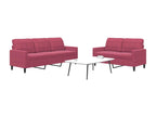 2-piece sofa set with cushions, burgundy velvet