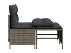 4-piece garden furniture set with grey resin wicker cushions