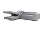Meubiana 280cm Left-Hand Corner Sofa Bed in Light Grey Fabric with Adjustable Headrests