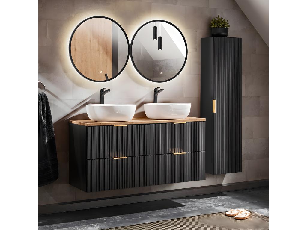 Meubiana 120cm Double Vanity Unit in Black and Wood