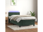 Homzora bed base and mattress with LED light, Dark Green, 90x190