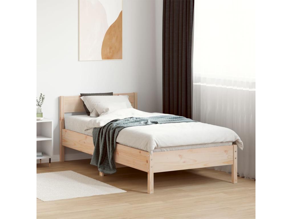 Bed frame without mattress 100x200 cm solid pine wood