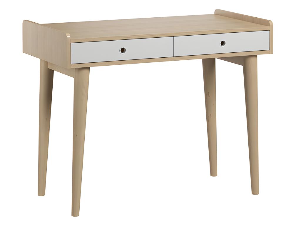 Retro White Wood Desk with 2 Drawers