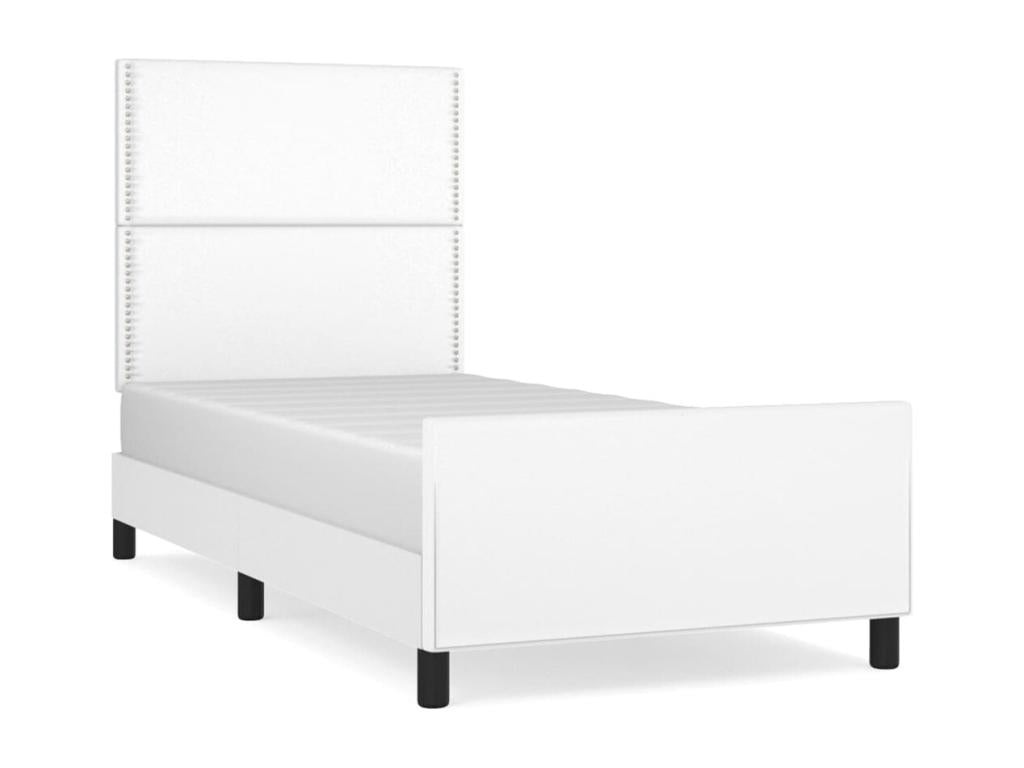 White faux leather bed frame without mattress, 90x200 cm