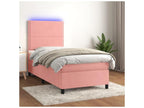 Meubiana bed base with LED mattress, pink, 80x200 cm, velvet