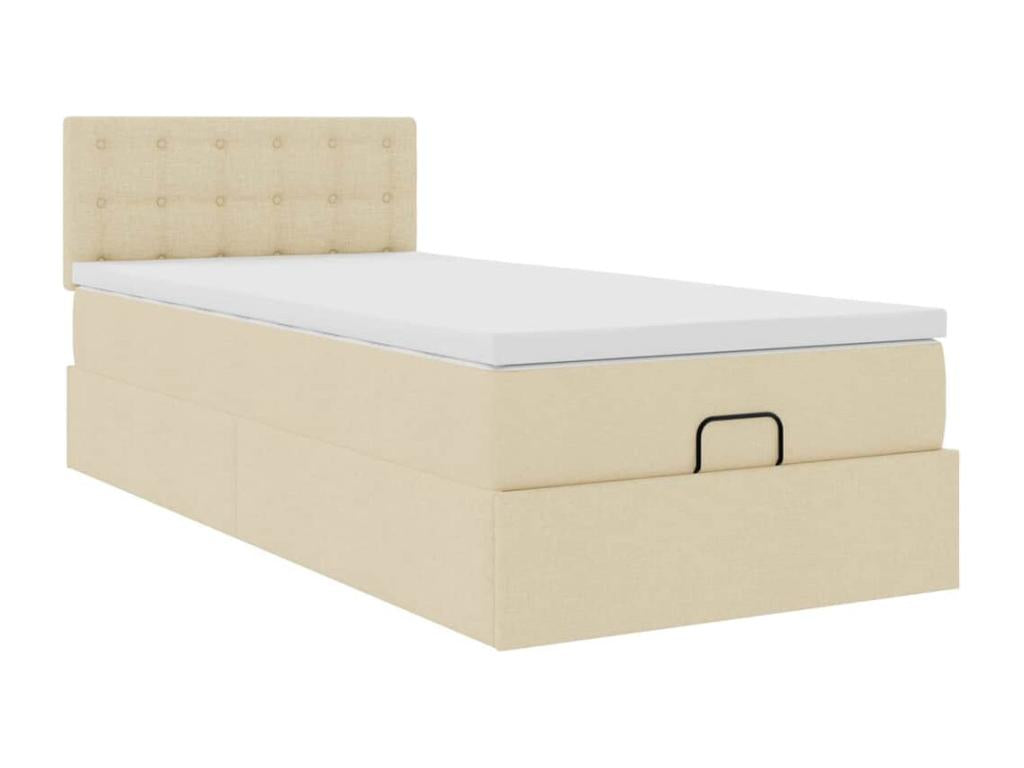 Ottoman bed with cream mattress 100x200 cm fabric