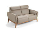 Contemporary 2-seater sofa with walnut wood and leather upholstery, Bima-Color Meubiana 00 White