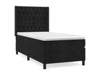 Upholstered bed base with mattress, black, 100x200 cm, velvet