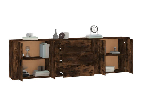 3-piece sideboard set, smoked oak, engineered wood